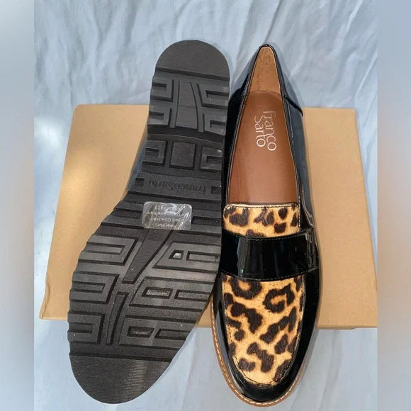 Franco Sarto Cheetah Patent Leather & Fur Penny Loafer Women's Size 10 - Picture 3 of 4